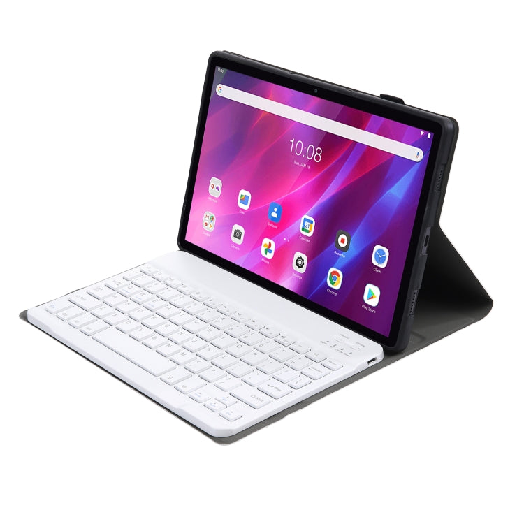 AK10 2 in 1 Detachable Bluetooth Keyboard + Lambskin Texture TPU Protective Leather Tablet Case with Holder for Lenovo Qitian K10 TB-X6C6X(Rose Gold)