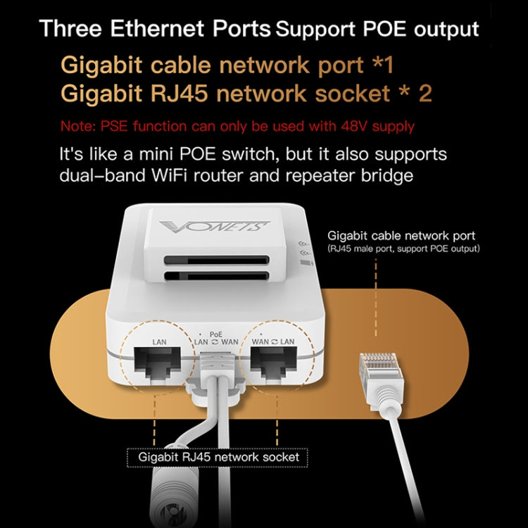 VONETS VAR1200-H 1200Mbps Wireless Bridge External Antenna Dual-Band WiFi Repeater, With 4 Antennas + DC Adapter Set - free shipping - PMC Jewellery - Order now!