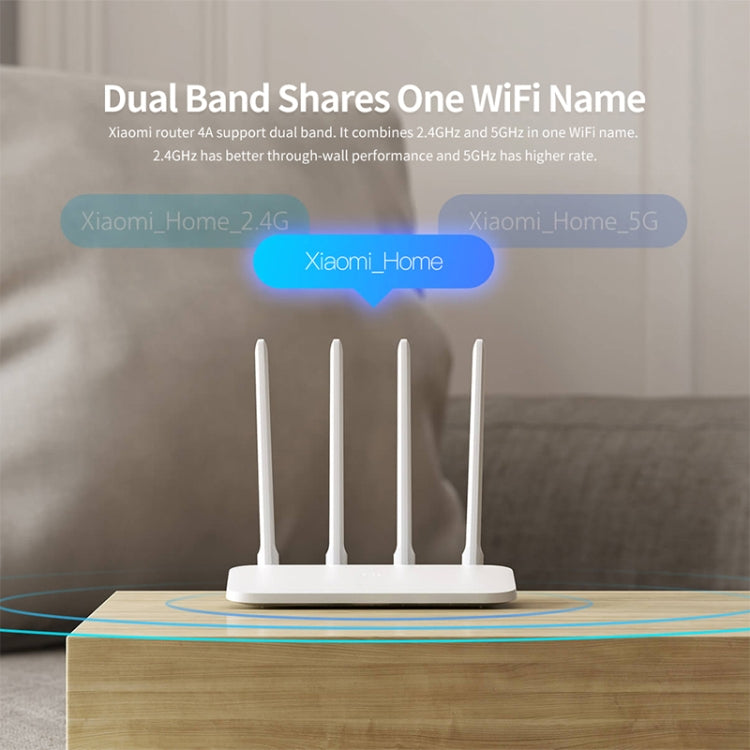 Original Xiaomi WiFi Router 4A Smart APP Control AC1200 1167Mbps 128MB 2.4GHz & 5GHz Dual-core CPU Gigabit Ethernet Port Wireless Router Repeater with 4 Antennas, Support Web & Android & iOS, US Plug(White)