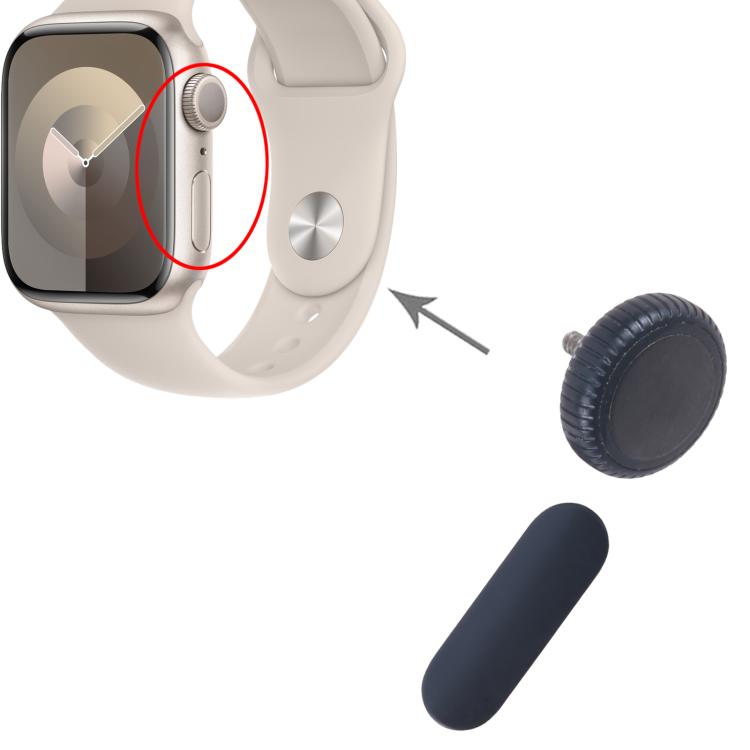 For Apple Watch Series 9 41mm / 45mm GPS Version Watch Crown Nut / Power Button Set (Midnight) - free shipping - PMc TechLife - Order now!