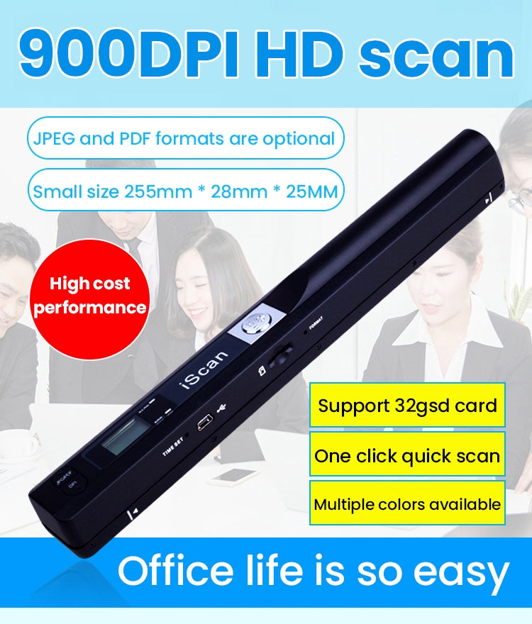iScan01 Mobile Document Handheld Scanner with LED Display, A4 Contact Image Sensor(Blue) - Portable Scanner by PMC TechLife | Online Shopping South Africa | PMC TechLife | Buy Now Pay Later Mobicred