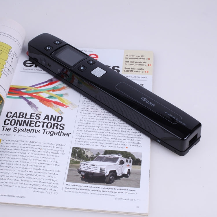 iScan02 Double Roller Mobile Document Portable Handheld Scanner with LED Display, Support 1050DPI / 600DPI / 300DPI / PDF / JPG / TF(Black)