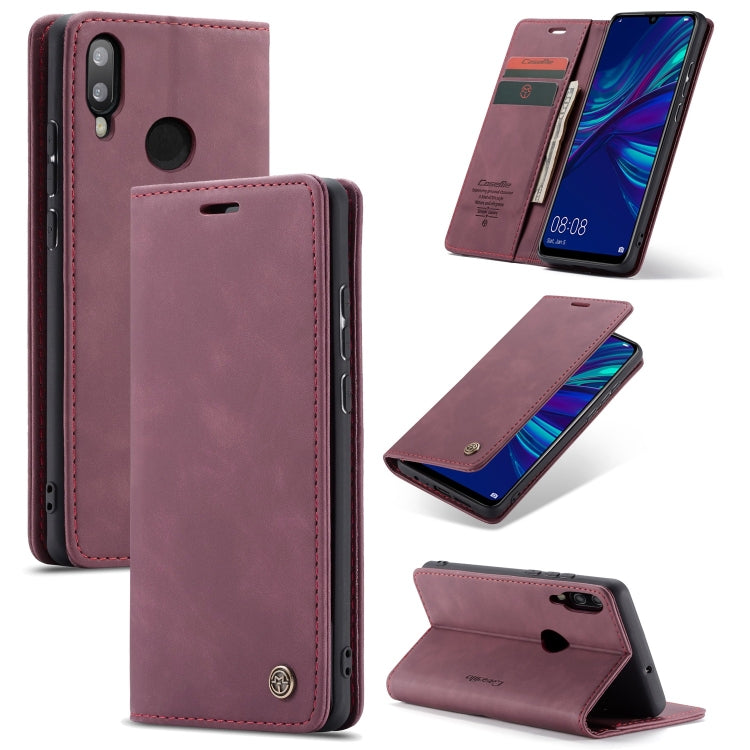 CaseMe Multifunctional Retro Frosted Horizontal Flip Leather Case for Huawei P Smart 2019 / Honor 10 Lite, with Card Slots & Holder & Wallet(Wine Red)