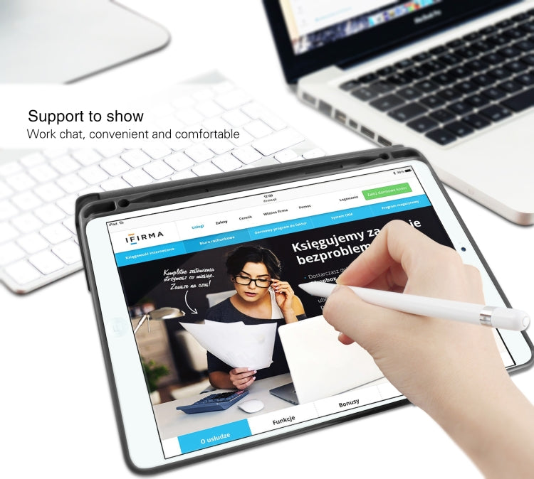 Mutural Exquisite Series Cloth Texture PU+TPU Leather Case for iPad Pro 10.5 inch, with 3-Fold Holder & Pen Slot & Sleep & Wake-up Function(Blue) - free shipping - PMC TechLife - Order now!