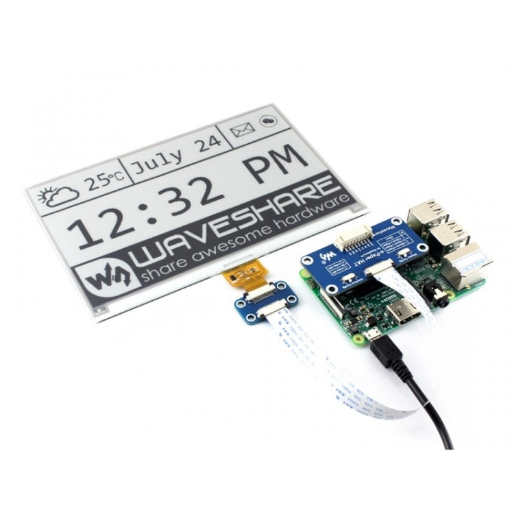 Waveshare 7.5 inch 800x400 Pixel E-Ink Display HAT for Raspberry Pi - free shipping - PMC Jewellery - Order now!