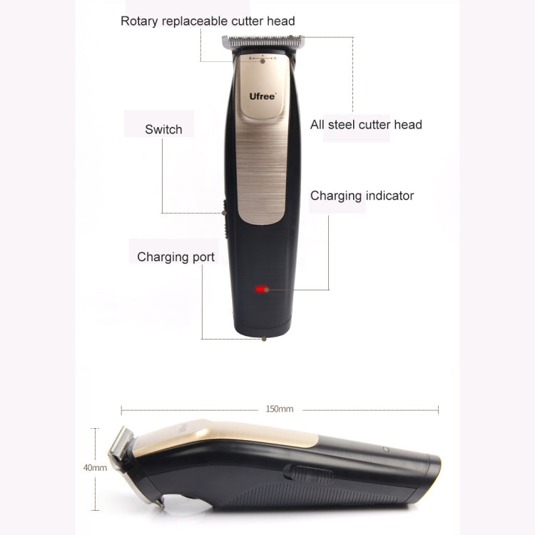 Ufree U-512 Professional Hair Salon Rechargeable Engraved Text Small Hair Clipper Hair Trimmer, EU Plug - free shipping - PMC Jewellery - Order now!