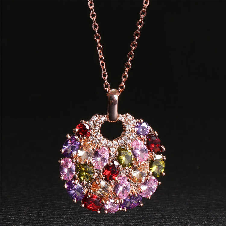 Multicolor Cubic Zirconia Pendant Necklace - free shipping - PMC Jewellery - Order now!