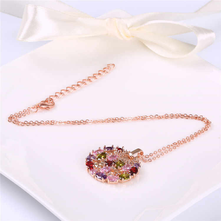 Multicolor Cubic Zirconia Pendant Necklace - free shipping - PMC Jewellery - Order now!