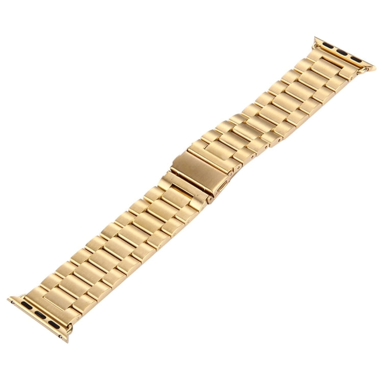 Fold Buckle 3 Beads Stainless Steel Watch Band For Apple Watch Ultra 49mm&Watch Ultra 2 49mm / Series 10 46mm / 9&8&7 45mm / SE 3&SE 2&6&SE&5&4 44mm / 3&2&1 42mm(Gold)