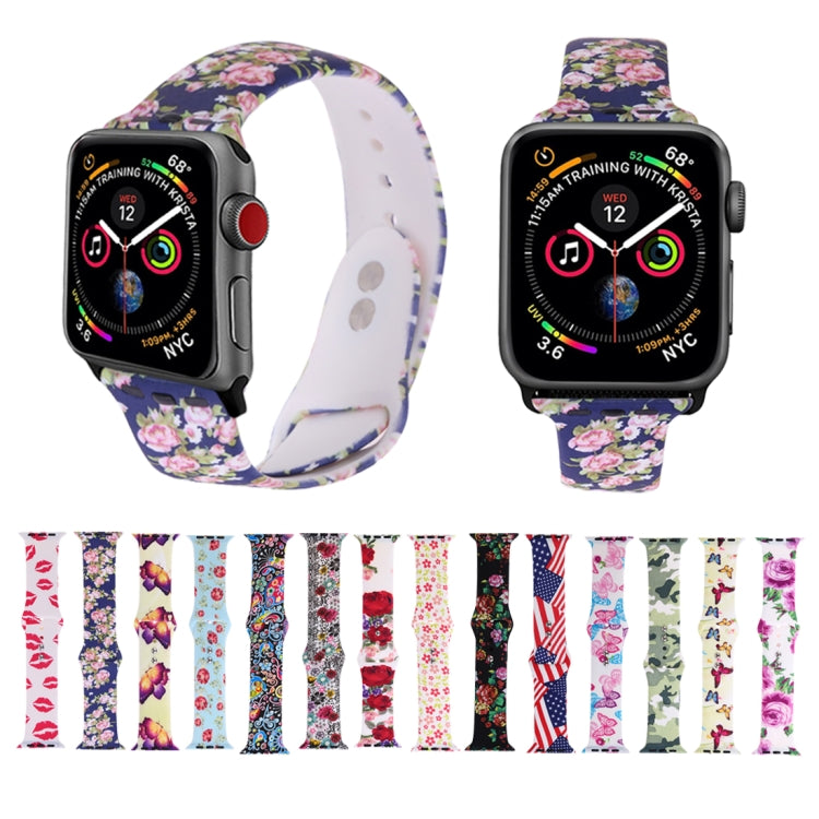 Silicone Printing Strap for Apple Watch Series 5 & 4 40mm (Camouflage Pattern) - Watch Bands by PMC Jewellery | Online Shopping South Africa | PMC Jewellery | Buy Now Pay Later Mobicred
