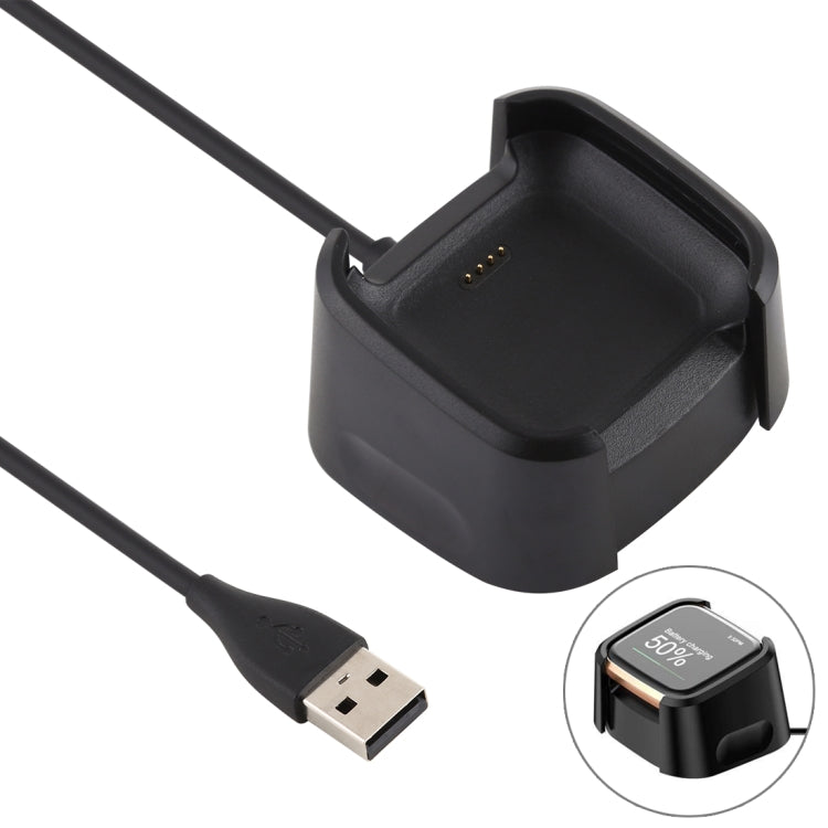 For Fitbit Versa 2 Charger Charging Dock Base Stand Holder with 1m Charging Cable(Black) - Charger by PMC Jewellery | Online Shopping South Africa | PMC Jewellery | Buy Now Pay Later Mobicred