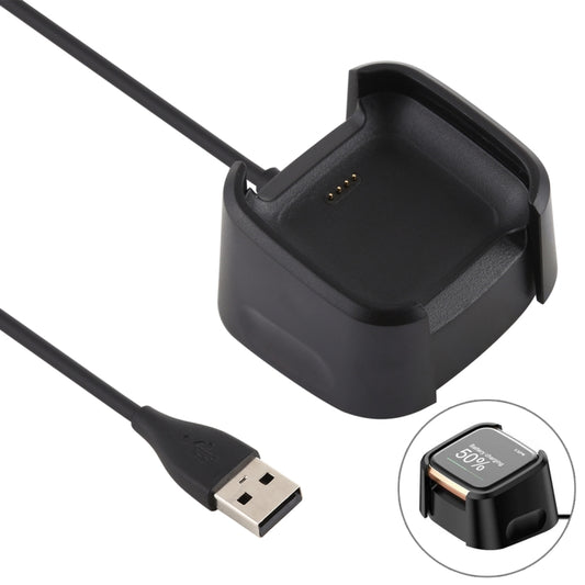For Fitbit Versa 2 Charger Charging Dock Base Stand Holder with 1m Charging Cable(Black) - Charger by PMC Jewellery | Online Shopping South Africa | PMC Jewellery | Buy Now Pay Later Mobicred