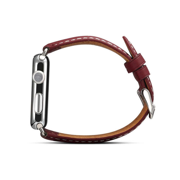 Denior Environmental Luxury Car Watch Leather Watch Band for Apple Watch Ultra 49mm&Watch Ultra 2 49mm / Series 10 46mm / 9&8&7 45mm / SE 3&SE 2&6&SE&5&4 44mm / 3&2&1 42mm(Dark Red) - free shipping - PMC Jewellery - Order now!