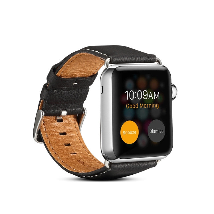 Denior Environmental Luxury Car Watch Leather Watch Band for Apple Watch Series 7 45mm / 6 & SE & 5 & 4 44mm / 3 & 2 & 1 42mm(Black)
