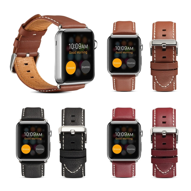 Denior Environmental Luxury Car Watch Leather Watch Band for Apple Watch Series 7 45mm / 6 & SE & 5 & 4 44mm / 3 & 2 & 1 42mm(Black)