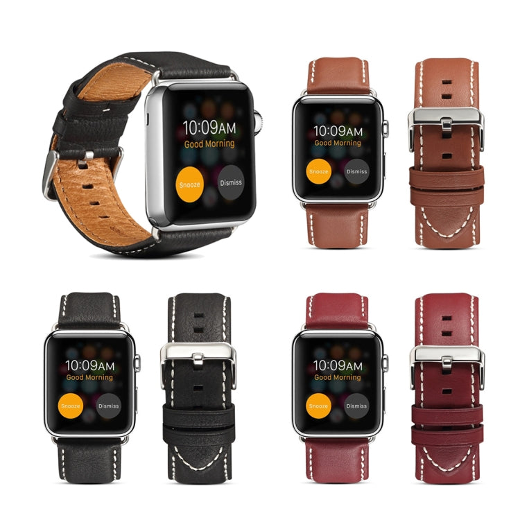 Denior Environmental Luxury Car Watch Leather Watch Band for Apple Watch Series 10 42mm / 9&8&7 41mm / SE 3&SE 2&6&SE&5&4 40mm / 3&2&1 38mm(Dark Red)