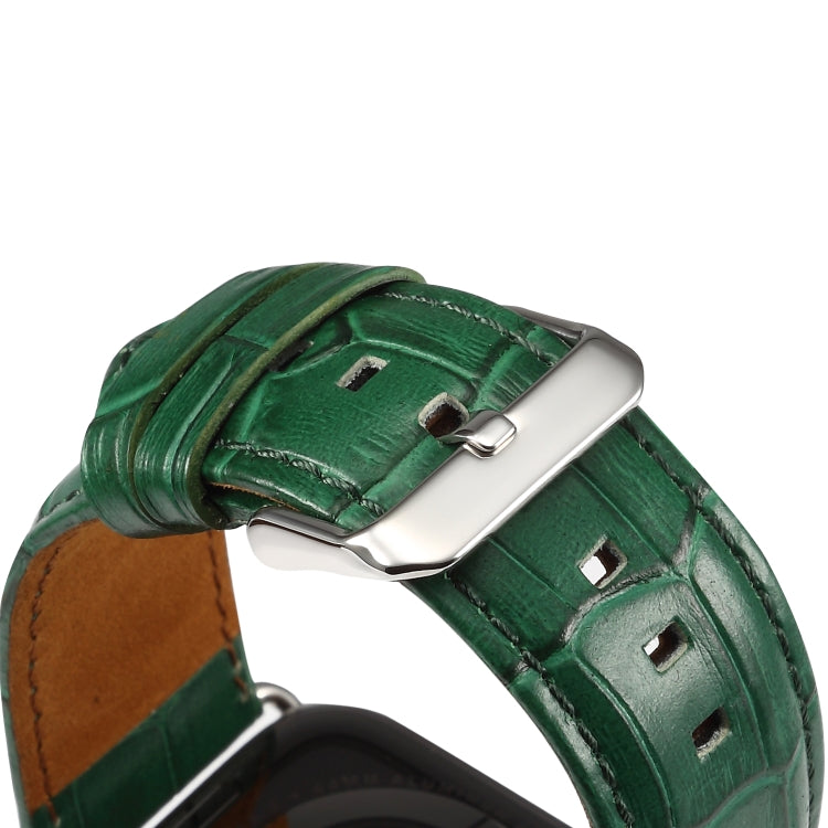 Denior Crocodile Grain Watch Cowhide Leather Watch Band for Apple Watch Series 7 41mm / 6 & SE & 5 & 4 40mm / 3 & 2 & 1 38mm (Green)