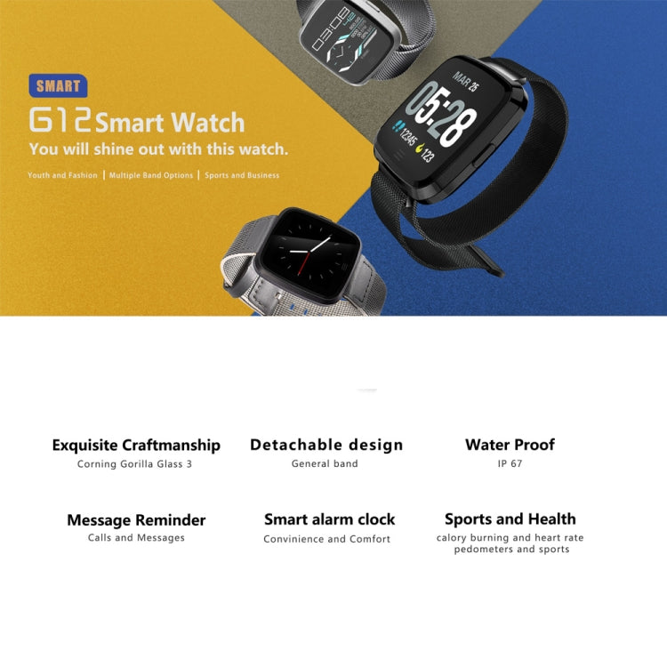 DTNO.1 G12 1.3 inches OLED Color Screen Smart Bracelet IP67 Waterproof, Steel Watchband, Support Call Reminder /Heart Rate Monitoring /Sedentary Reminder /Multi-sport Mode(Silver) - free shipping - PMC Jewellery - Order now!