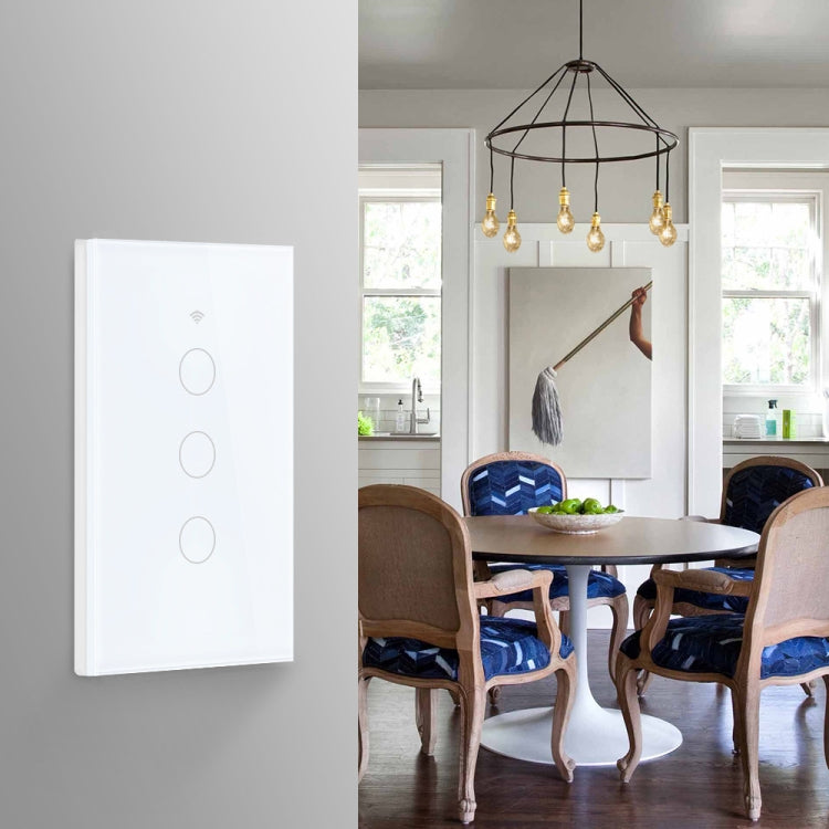 TC120 Wifi Smart Light Switch Glass Screen Touch Panel Voice Control Wireless Wall Switch Work with Alexa Echo / Google Home (White)