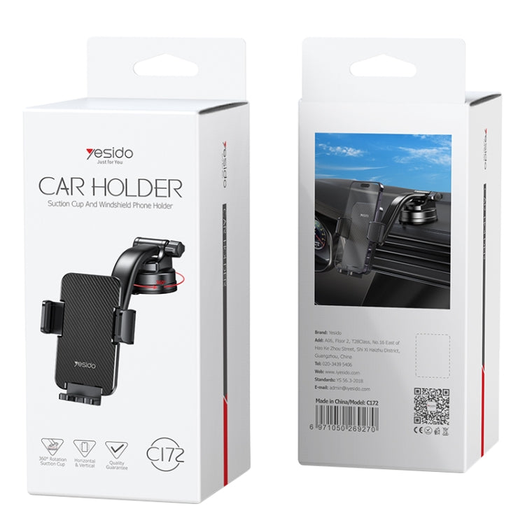 Yesido C172 Suction Cup Type Bending Arm Car Phone Holder (Black) - Car Holders by Yesido | Online Shopping South Africa | PMC TechLife