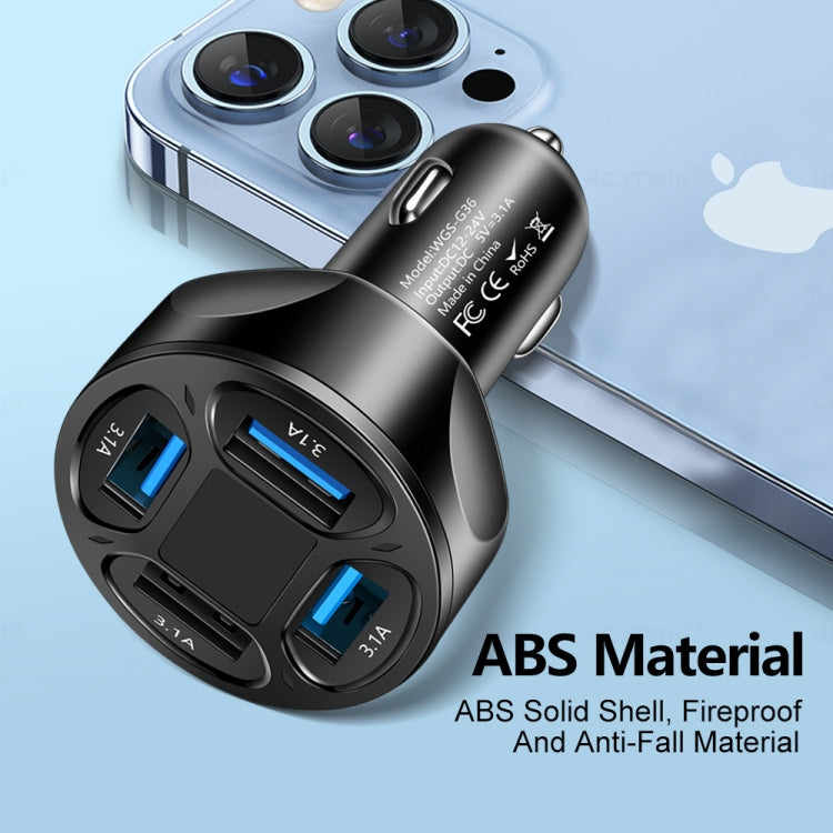 WGS-G36 3.1A 4 in 1 Digital Display Car Charger with Voltmeter (White)