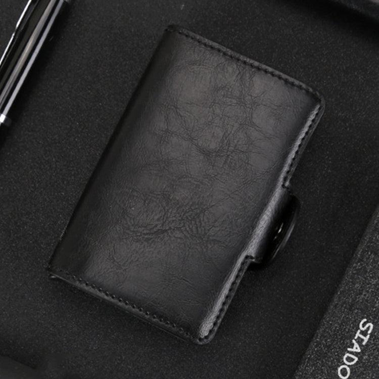 X-7 Antimagnetic RFID Multi-functional Aluminum Crazy Horse Texture Leather Card Bag Wallet(Black)