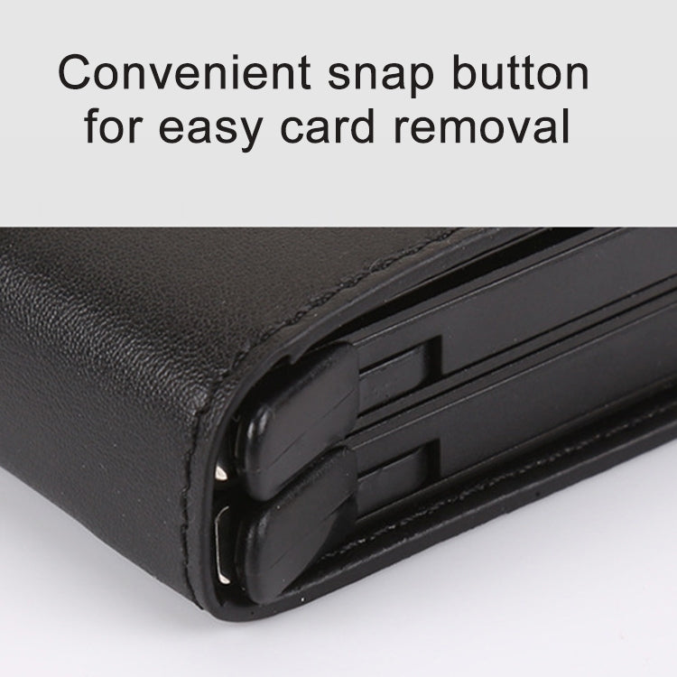 X-7 Antimagnetic RFID Multi-functional Aluminum Crazy Horse Texture Leather Card Bag Wallet(Coffee)