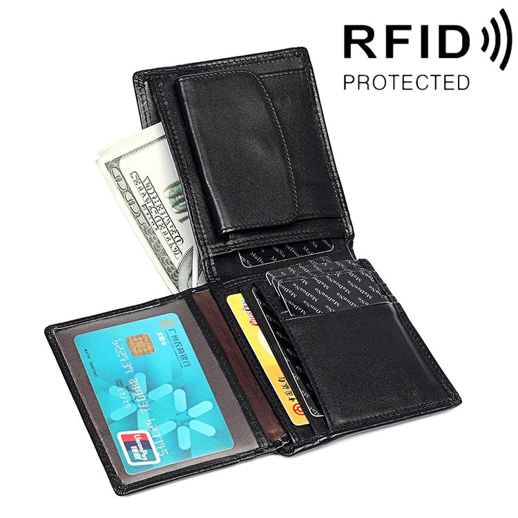 8020 Horizontal Retro Crazy Horse Texture Leather Anti-magnetic RFID Wallet Clutch Bag for Men, with Card Slots(Black)