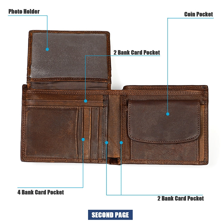 8020 Horizontal Retro Crazy Horse Texture Leather Anti-magnetic RFID Wallet Clutch Bag for Men, with Card Slots(Black)