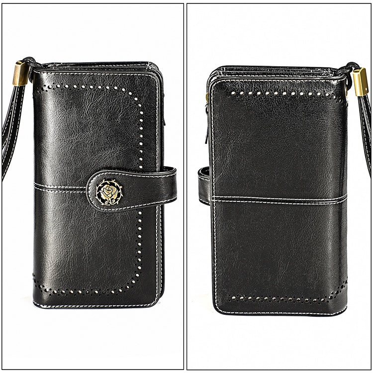 3556 Large Capacity Long Multi-function Anti-magnetic RFID Wallet Clutch for Ladies with Card Slots (Black)