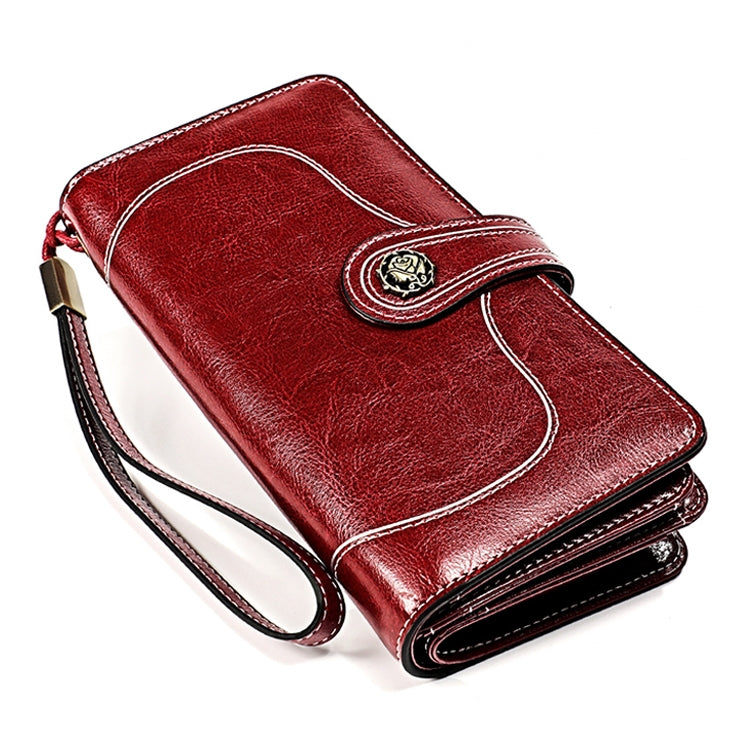3555 Large Capacity Long Multi-function Anti-magnetic RFID Wallet Clutch for Ladies with Card Slots (Red)