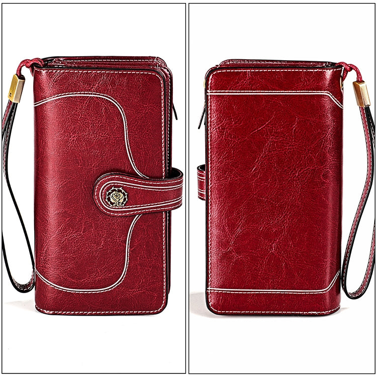 3555 Large Capacity Long Multi-function Anti-magnetic RFID Wallet Clutch for Ladies with Card Slots (Red)