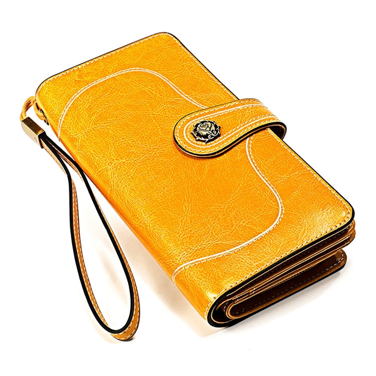 3555 Large Capacity Long Multi-function Anti-magnetic RFID Wallet Clutch for Ladies with Card Slots (Yellow)