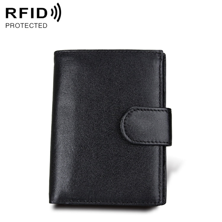 Antimagnet RFID Genuine Leather Wallet / Passport Package / Cowhide Card Slot for man(Black)