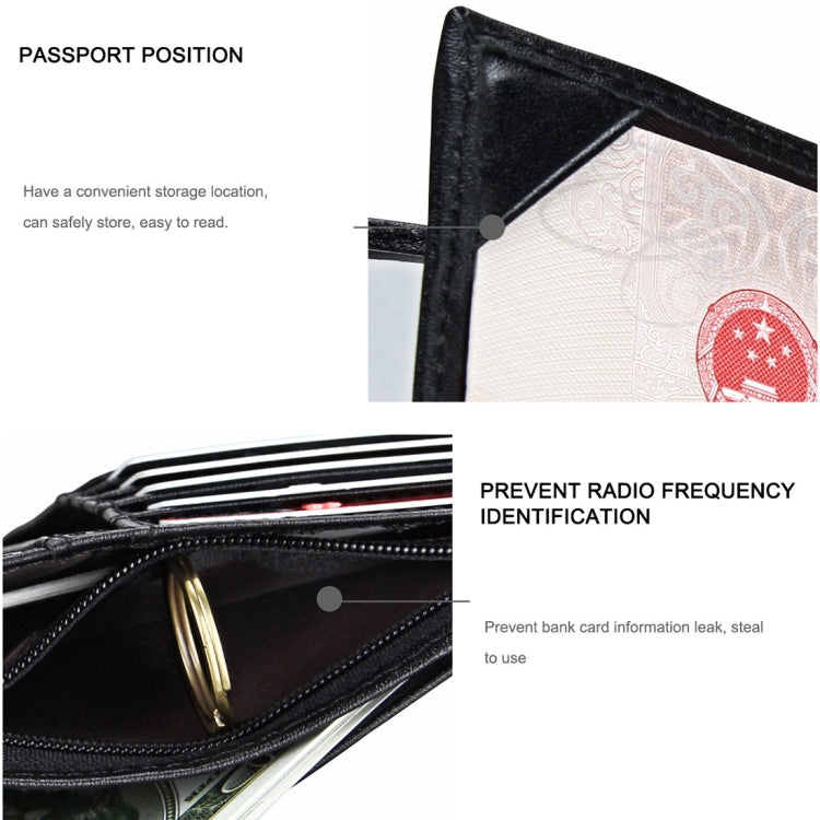 Antimagnet RFID Genuine Leather Wallet / Passport Package / Cowhide Card Slot for man(Black) - Antimagnetic RFID Package by PMC TechLife | Online Shopping South Africa | PMC TechLife | Buy Now Pay Later Mobicred