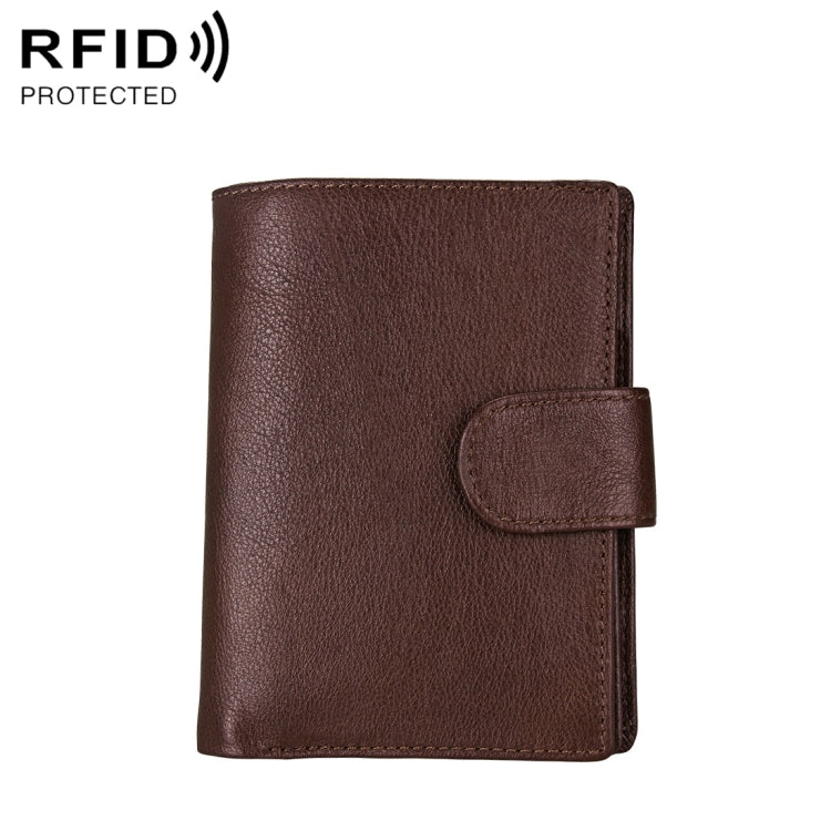 Antimagnet RFID Genuine Leather Wallet / Passport Package / Cowhide Card Slot for man(Coffee)