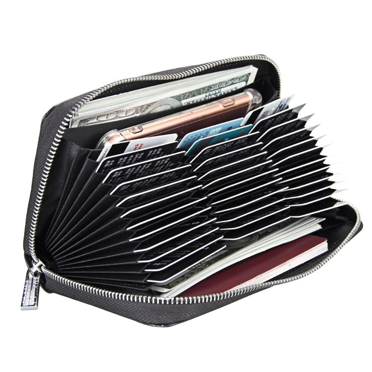 Antimagnetic RFID Large Capacity Long Style Genuine Leather Passport Package / Multifunctional and Many Card Slots Card Package(Black)