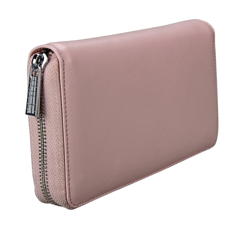 Antimagnetic RFID Large Capacity Long Style Genuine Leather Passport Package / Multifunctional and Many Card Slots Card Package(Pink)