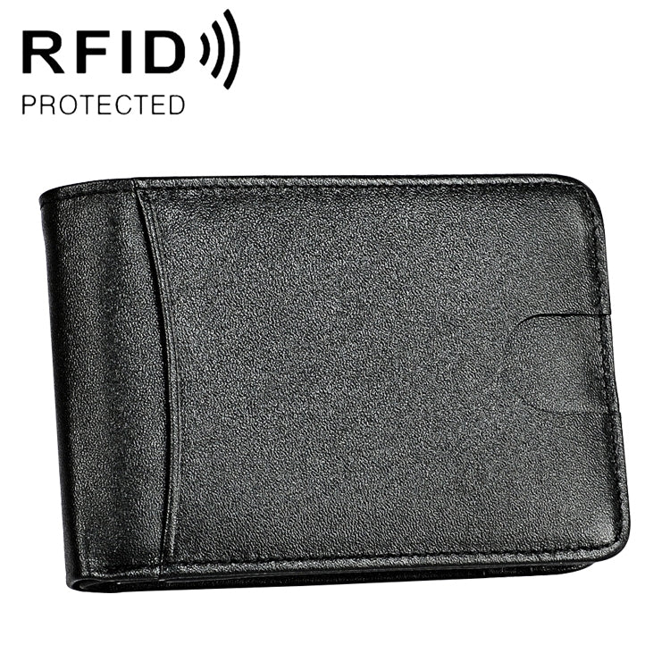 KB186 Antimagnetic RFID Mini Crazy Horse Texture Leather Billfold Card Wallet for Men and Women(Black)