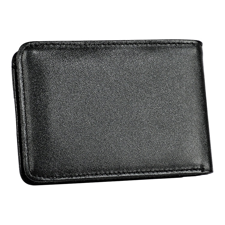 KB186 Antimagnetic RFID Mini Crazy Horse Texture Leather Billfold Card Wallet for Men and Women(Black)