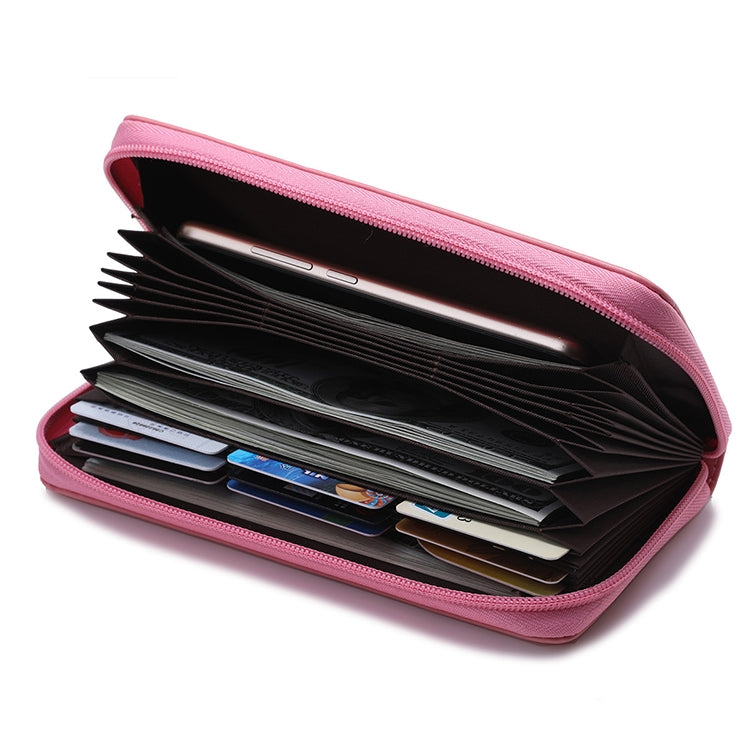902 Antimagnetic RFID Litchi Texture Women Large Capacity Hand Wallet Purse Phone Bag with Card Slots(Pink)