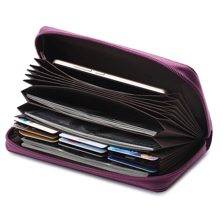 902 Antimagnetic RFID Litchi Texture Women Large Capacity Hand Wallet Purse Phone Bag with Card Slots(Purple)