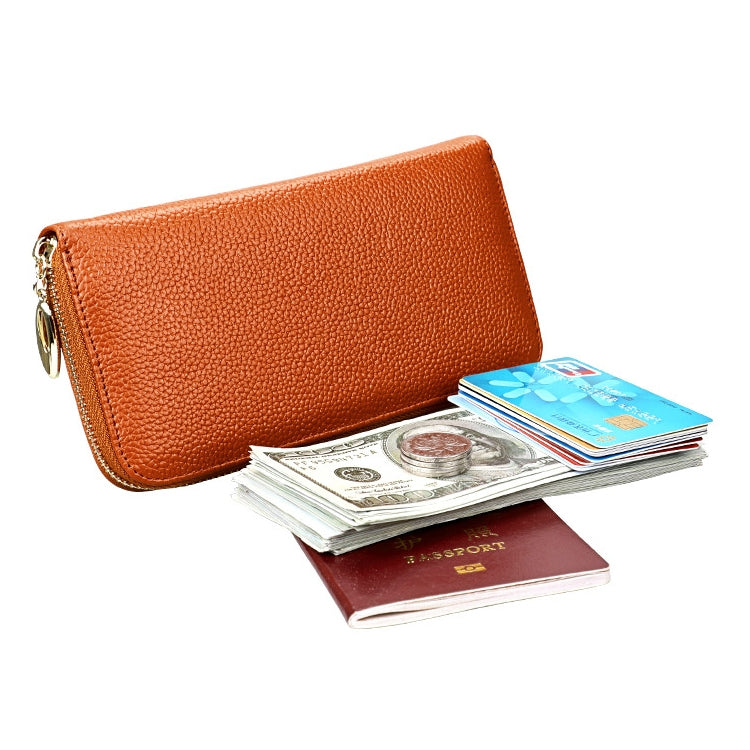 906 Antimagnetic RFID Litchi Texture Women Large Capacity Hand Wallet Purse Phone Bag with Card Slots(Brown)