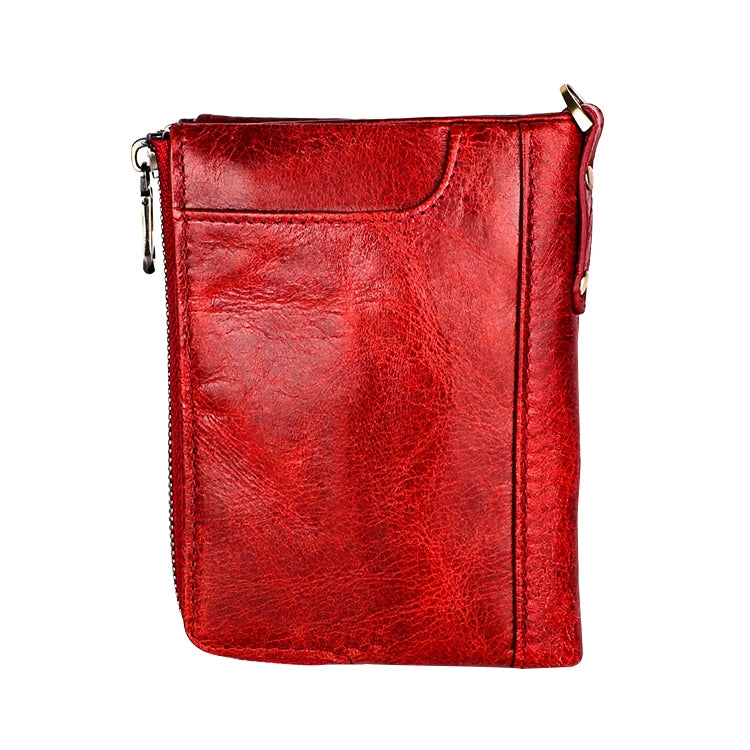 3533 Antimagnetic RFID Top-grain Leather Crazy Horse Texture Men Business Leisure Wallet (Red)