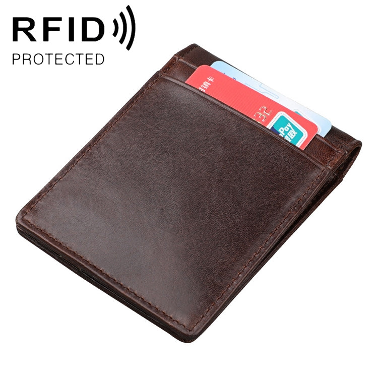 9037 Antimagnetic RFID Crazy Horse Texture Leather Wallet Billfold for Men and Women(Coffee)