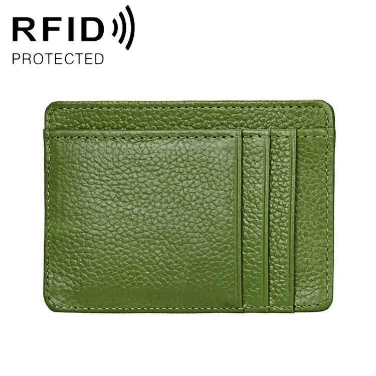 KB37 Antimagnetic RFID Litchi Texture Leather Card Holder Wallet Billfold for Men and Women (Green)