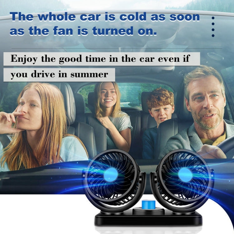 HUXIN HX-T303 6.5W 360 Degree Adjustable Rotation Two Head Low Noise Mini Electric Car Fan, DC12V - Heating & Fans by PMC TechLife | Online Shopping South Africa | PMC TechLife