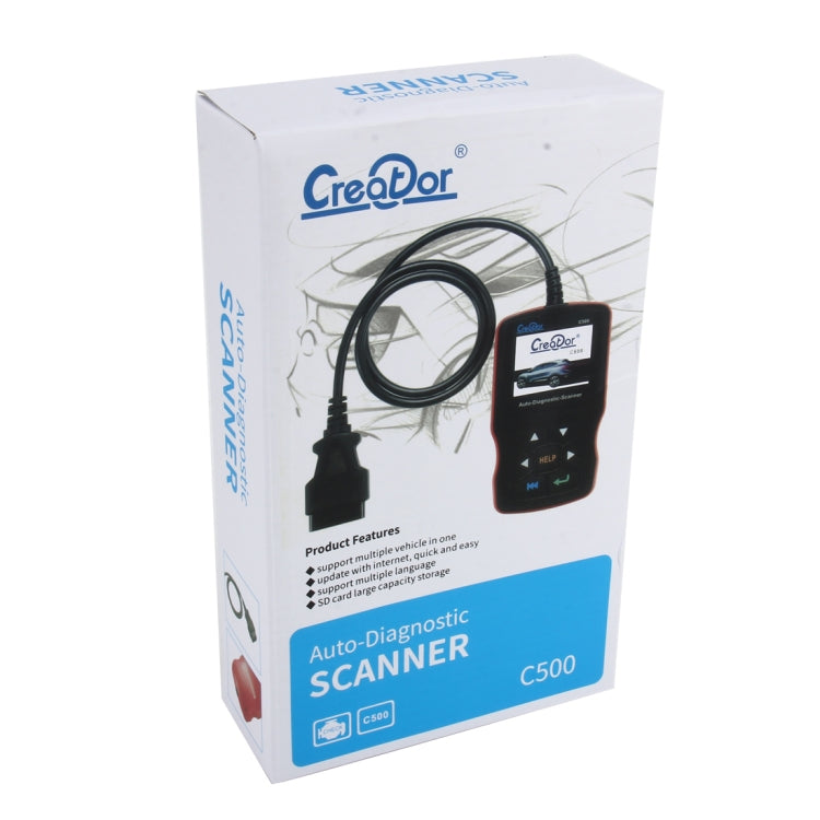 C500 Code Scanner 320*240 Pixel Display Car Scanner Fault Code Reader Scanner Update Online Automotive Diagnostic Tool, Support SD card