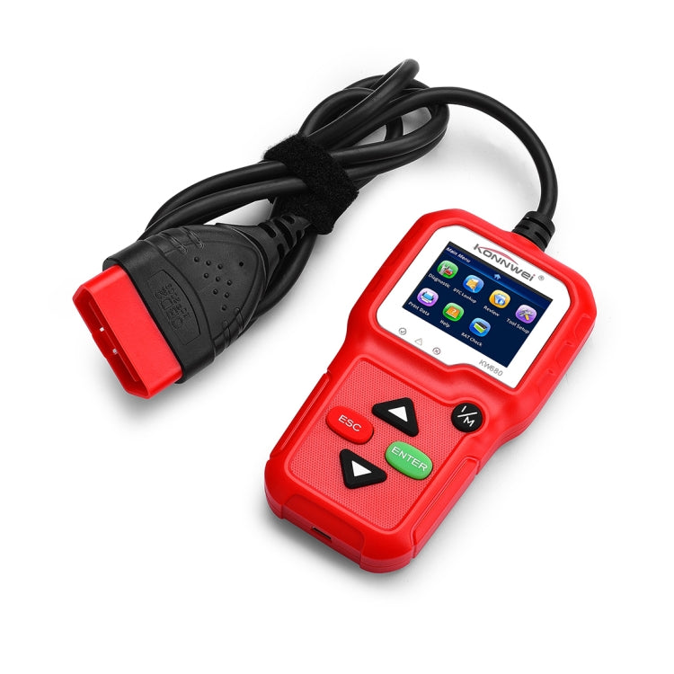 KONNWEI KW680 Mini OBDII Car Auto Diagnostic Scan Tools Auto Scan Adapter Scan Tool (Can Detect Battery and Voltage, Only Detect 12V Gasoline Car)(Red)
