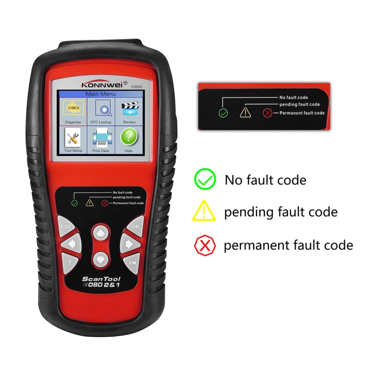 KONNWEI KW830 OBDII / CAN Car Auto Diagnostic Scan Tools Auto Scan Adapter Scan Tool Supports 8 Languages and 6 Protocols (Can Also Detect Battery and Voltage, Only Detect 12V Gasoline Car)